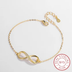 Fashion Classic Authentic S925 Silver 14K Gold Number 8 Round Geometric Valentine's Day Gift Jewelry Bracelet