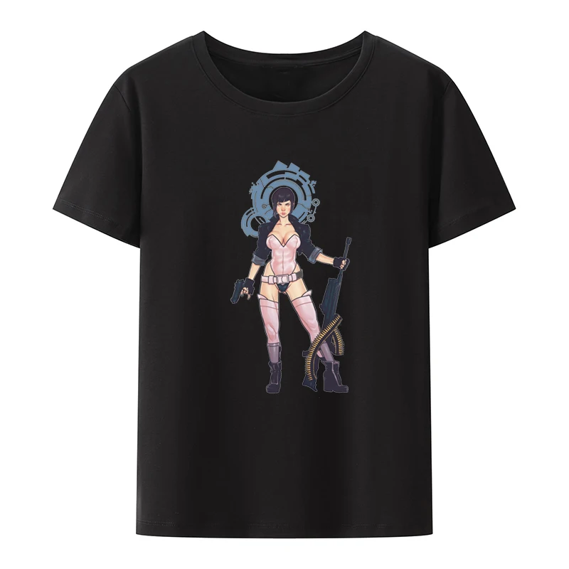 Vintage Motoko Kusanagi Sexy Babe Graphic Print T-shirt Hot Pin Up Camisetas Novelty Streetwear Men's Clothing Humor Loose Fit