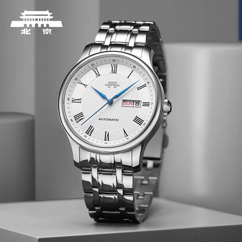 Men's high-end watch, pure automatic mechanical watch, classic red jade dial, casual style
