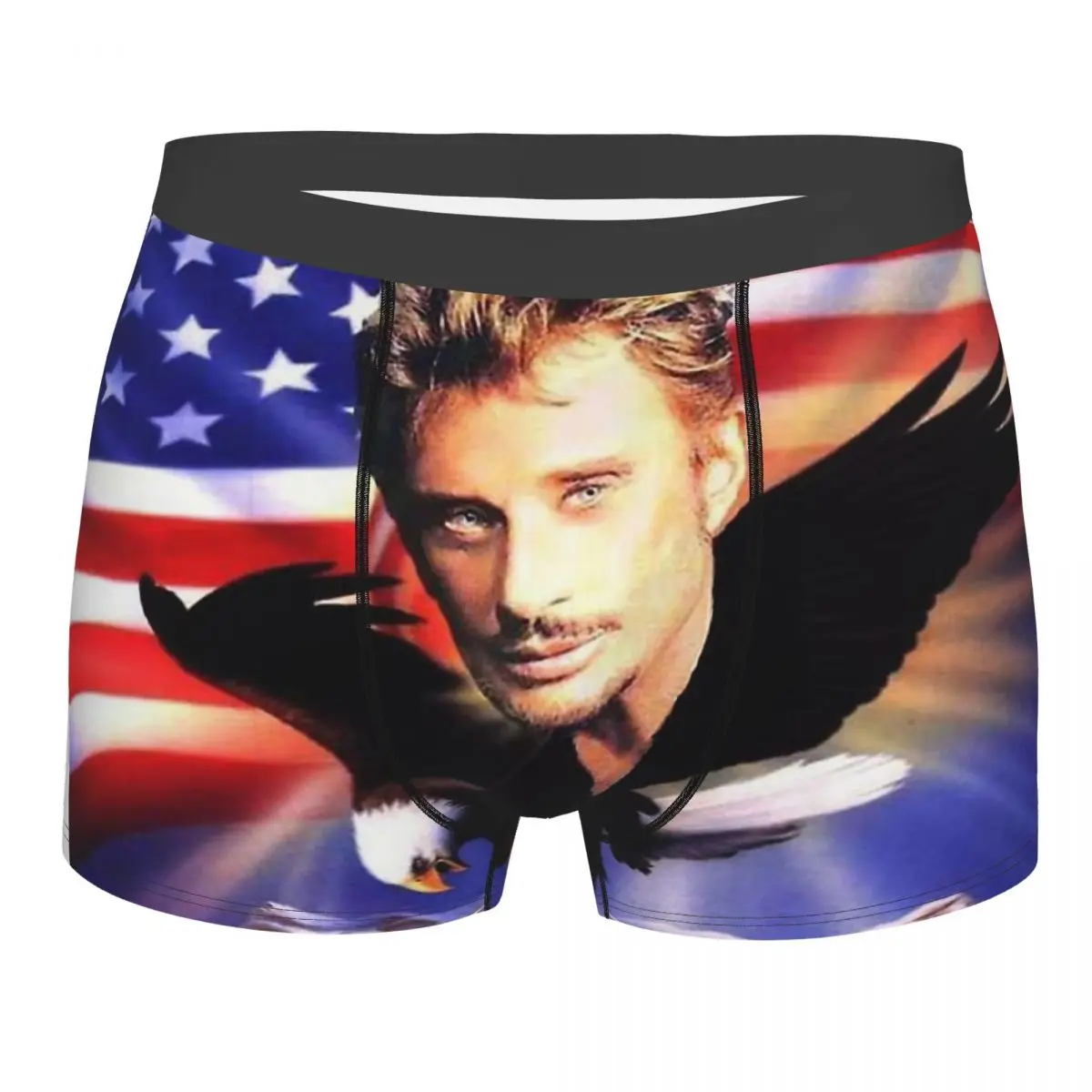 Johnny Hallyday Rock Music French Singer US Eagle Underpants Cotton Panties Man Underwear Ventilate Shorts Boxer Briefs