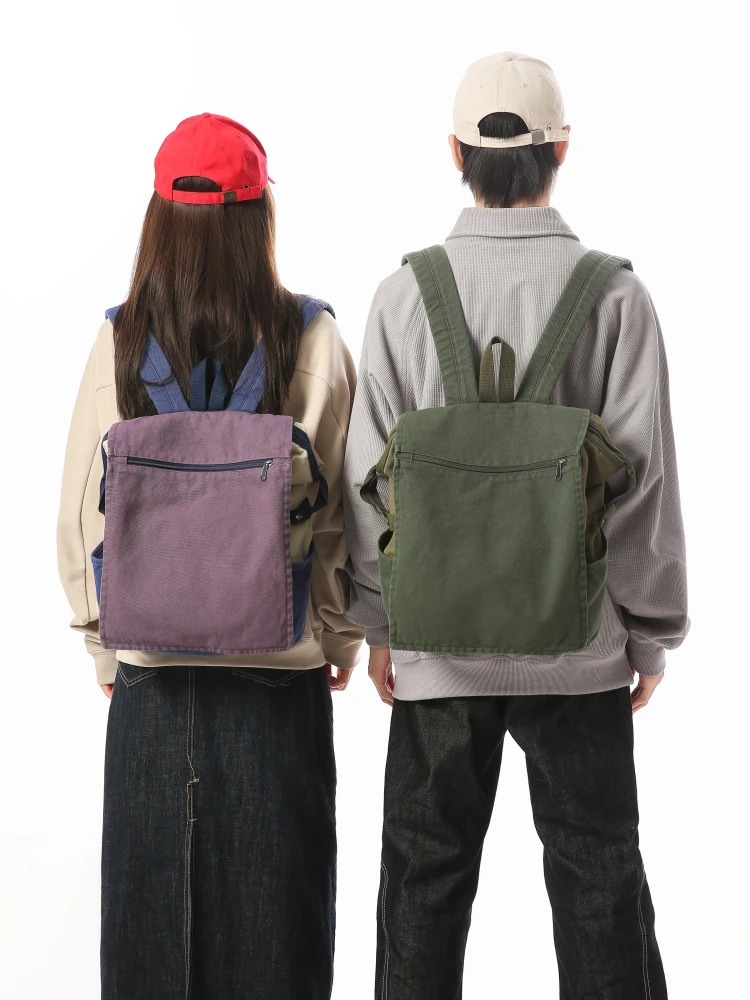 Casual Canvas Backpack Unisex Large Capacity Traveling School Bag for High School College Students Men's Version Leisure Style