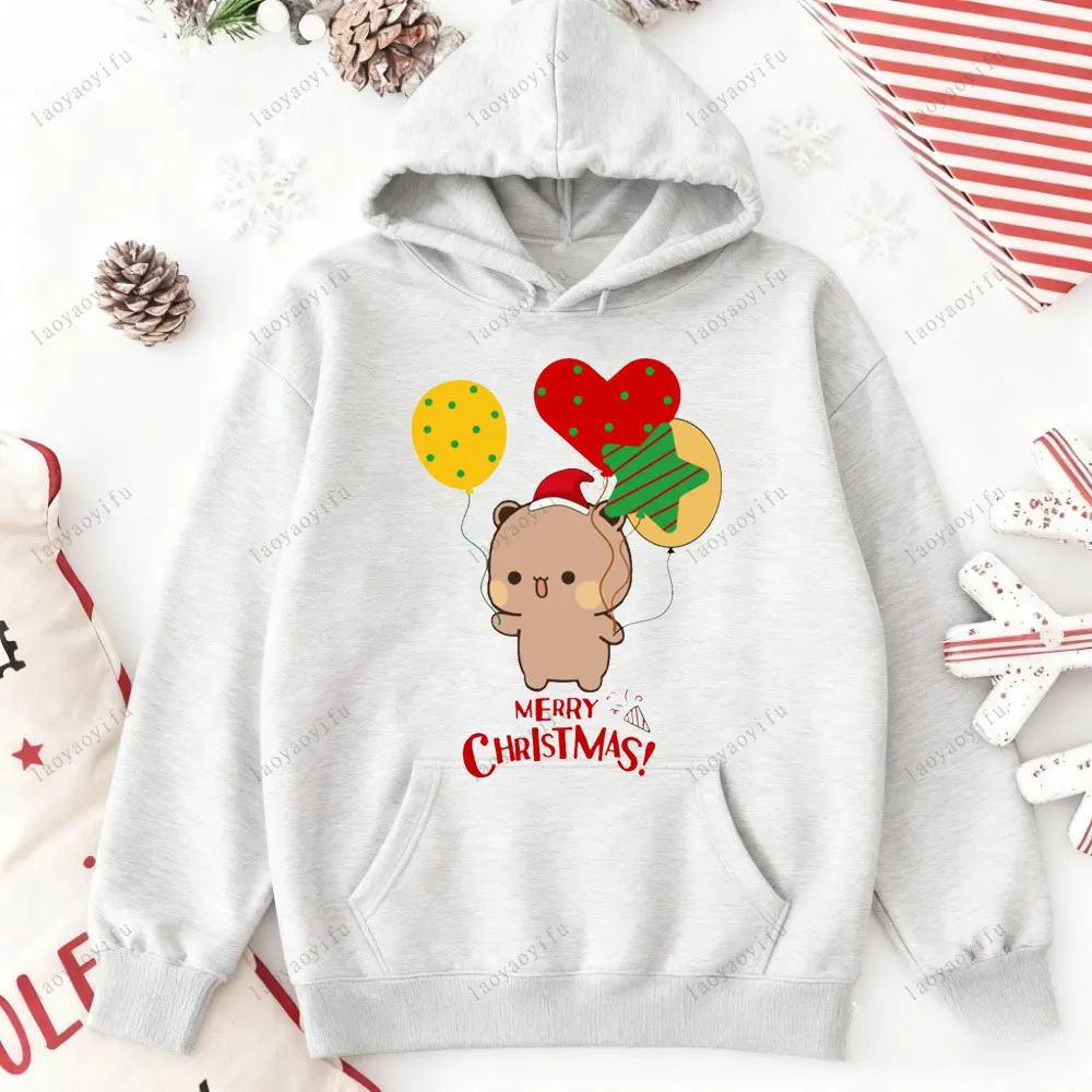 Ano novo presente de natal bubu dudu papai noel das mulheres dos homens hoodie kawaii bubu dudu casais moletom harajuku solto manga longa