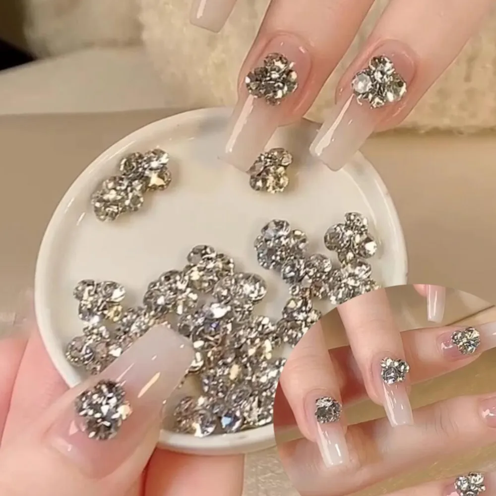 10Pcs SS6-SS28 3D Shiny Stack Drilling Nail Art Diamond Jewelry 3/4/6/7/9mm K9 Pile Drills Rhinestones Luxury Crystal Nail Gems