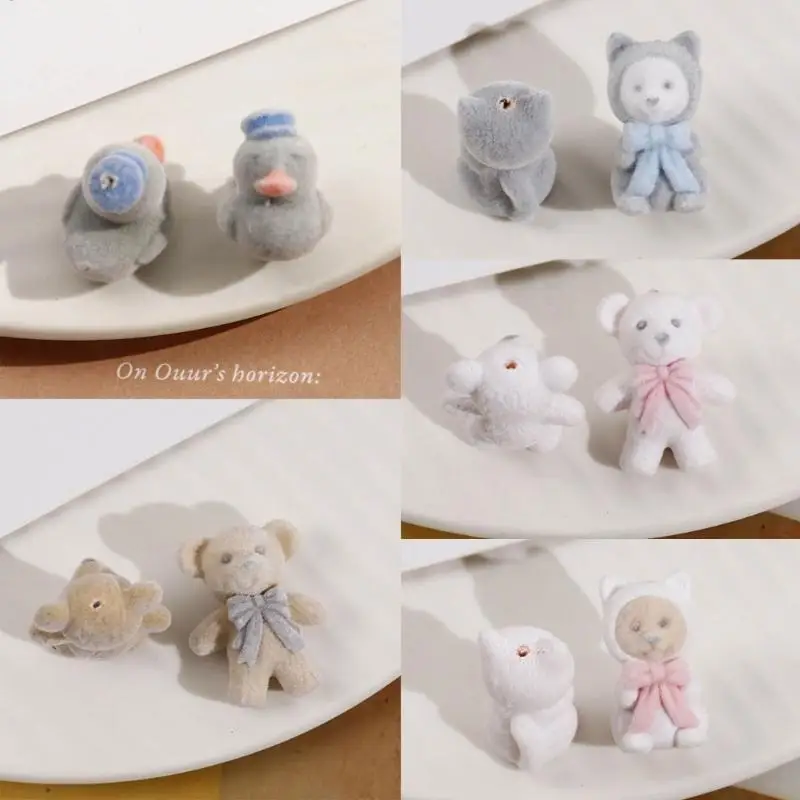 A52E Cartoon Bear Plush Doll Toy Mini Bowknot Stuffed Animal Toy Keychain Bag Pendant Children Japanese Couple Keyring
