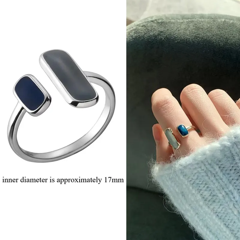 Anillos de piedra azul para mujer, joyería de moda minimalista Retro, accesorios de regalo de cumpleaños para fiesta, nuevo y delicado bohemio apilable