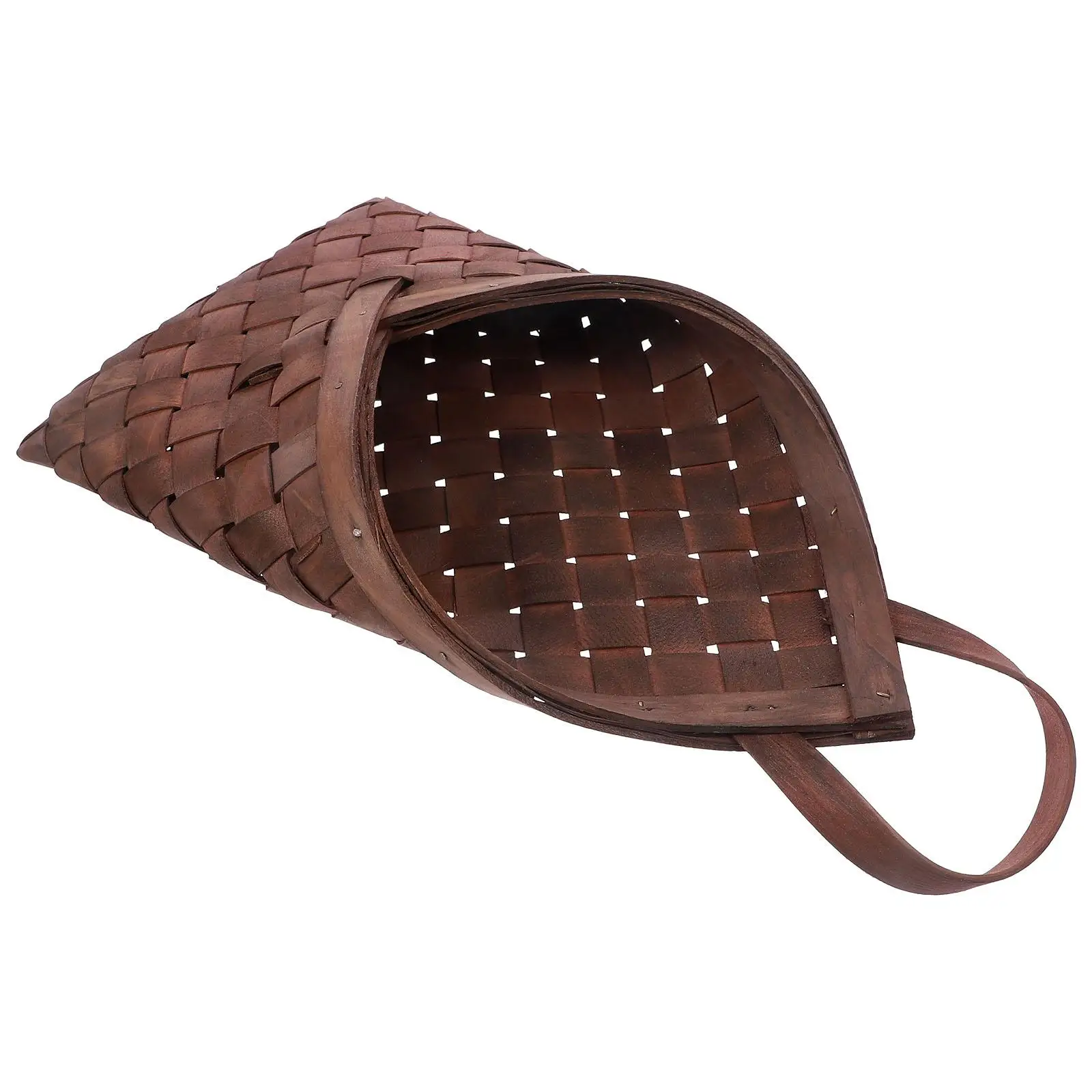 

Wall Storage Hanging Basket Woven Wood Flower Retro Kitchen Organizer Plant Holder Storage Decor