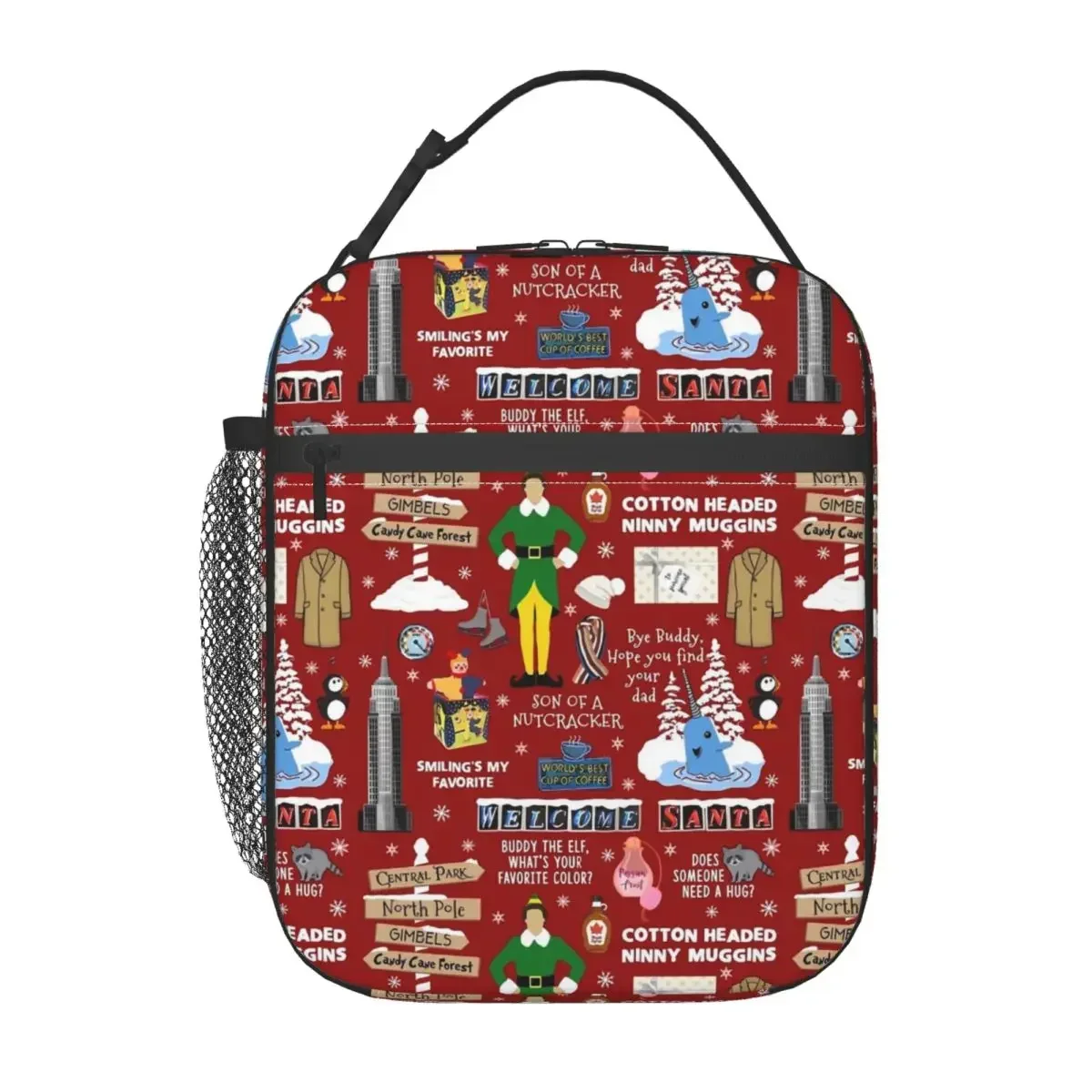 

Lunch Bag Christmas Portable Lunch Box For Children Buddy the Elf collage Office Cooler Bag Casual Waterproof Thermal Lunch Bags