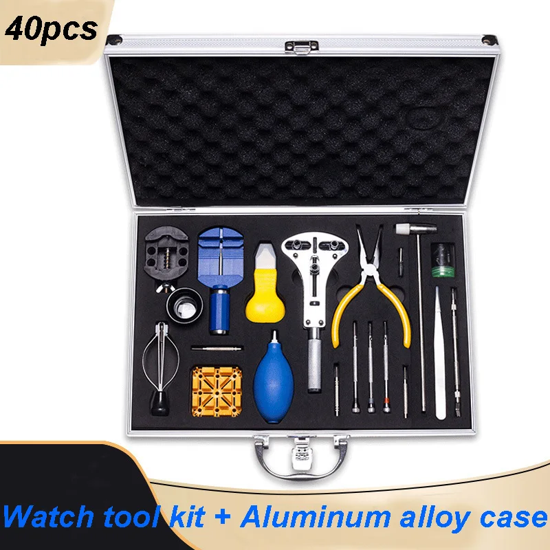 40pcs-watch-repair-tool-kit-professional-watch-laptop-jewelry-repair-tool-set-hammer-screwdrivers-tweezers-w-aluminum-alloy-case