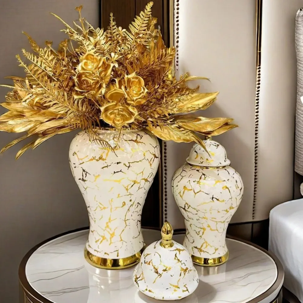 Imitation Marble Vase Middle East Ginger Jar Decoration Storage Universal Jar Wedding Platinum Vase Modern Home Decoration