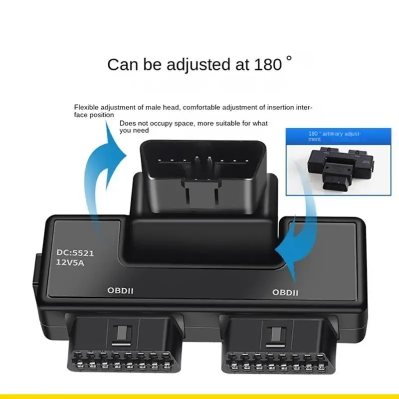 SZCH OBD Expansion Cable 16 Pin Connector Adapter Cable with DC5521 OBD2 Divided Into Two Adapter Wire