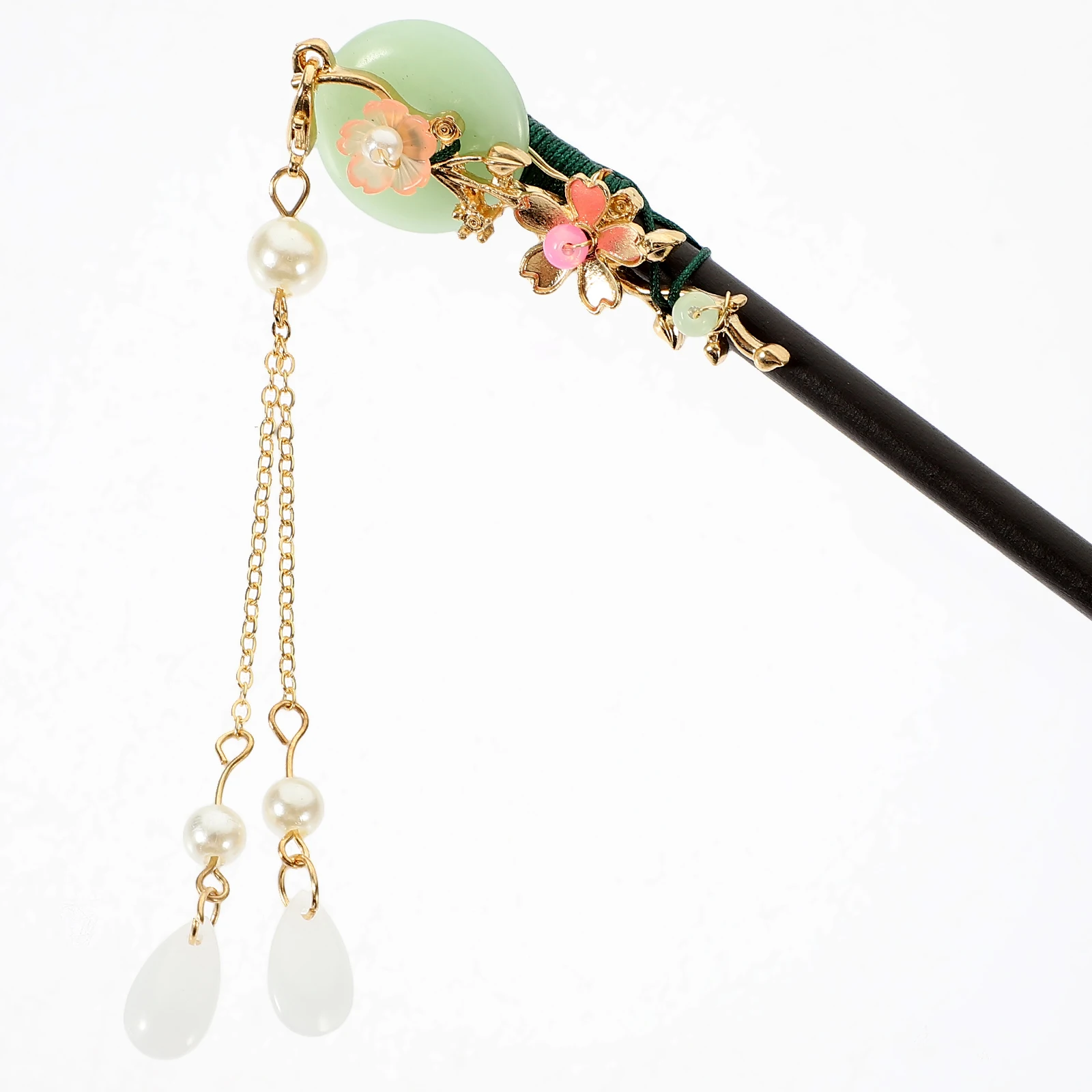 

Wooden Hairpin Tassel Chopstick Jade White Vintage Hair Accessories for Women Bun Sticks Hairstyles Party Prom Photoshoot Gifts