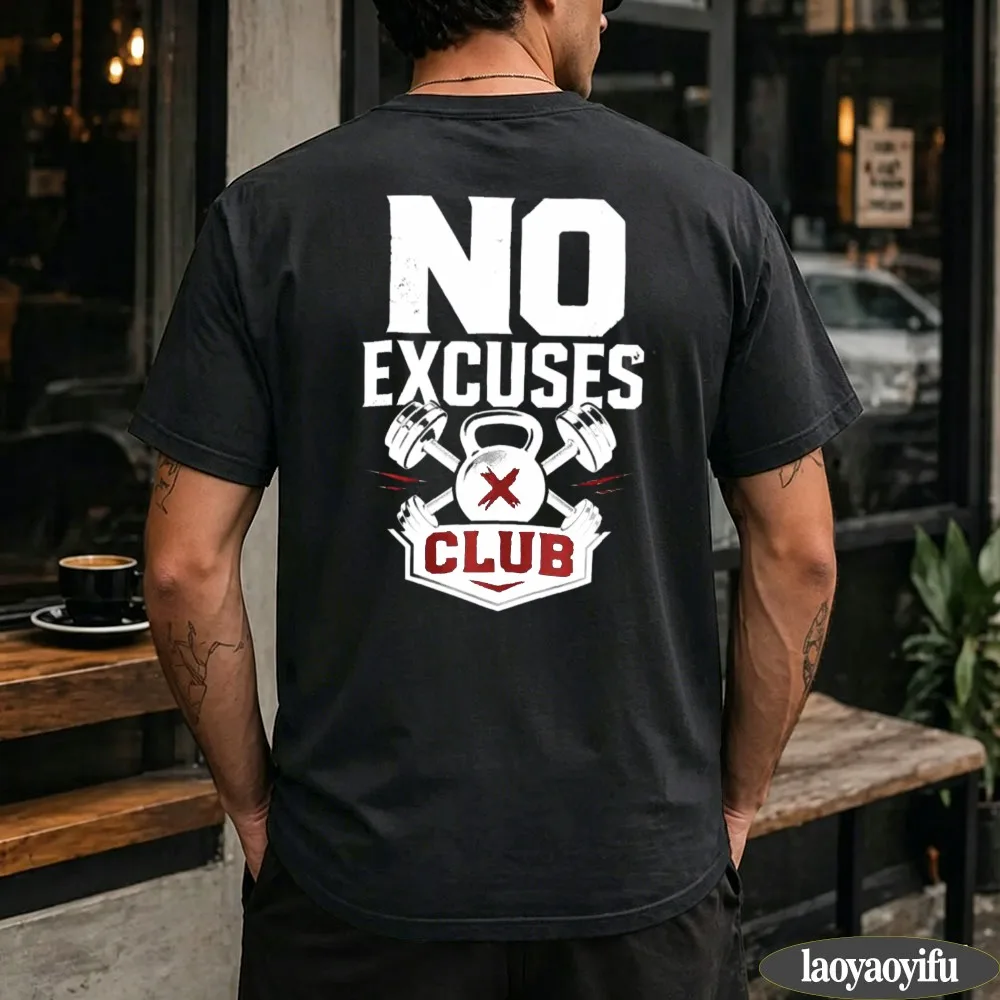 No Excuses Club Shirt Gym Motivation Tops Workout Fitness Tee Weightlifting Gift Gym Lover Shirt Women Pattern Printed Tees