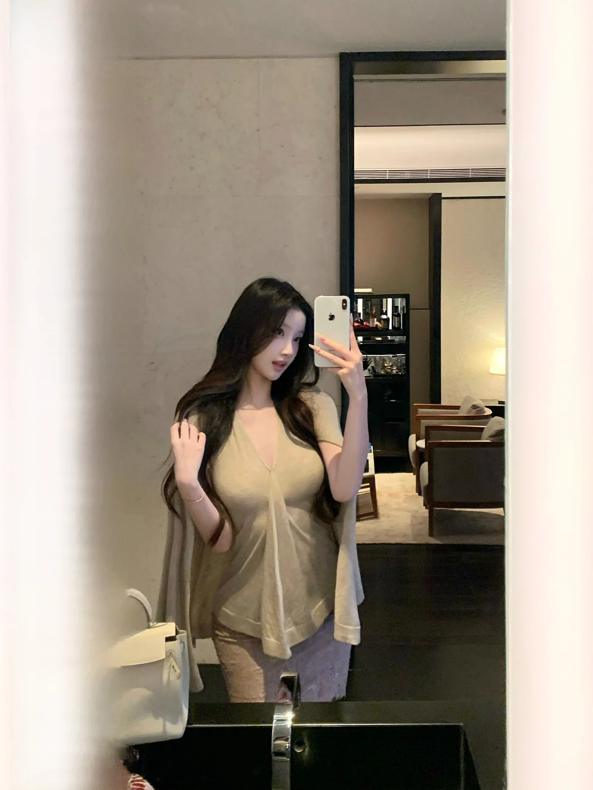 

Сексуальная женская двухцветная верхняя одежда свободного кроя с V-образным вырезом и принтом Evening Primrose, осенняя мода