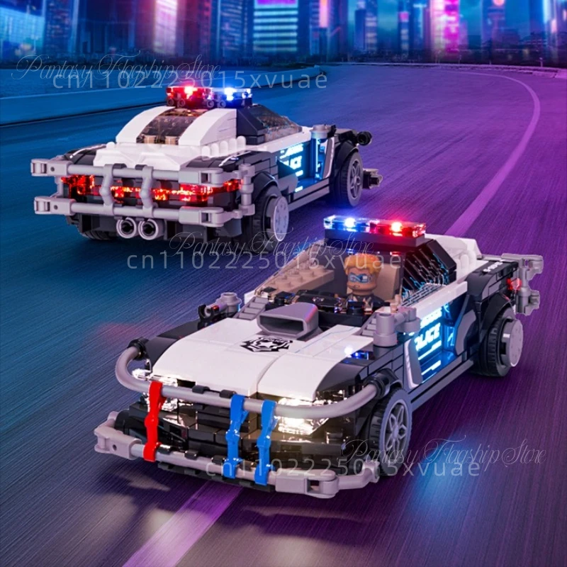 Blocs de construction de voiture de patrouille, série Cyberpunk, pièces de modèle de voiture, jouets d'assemblage, blocs de niveau élémentaire, cadeau d'anniversaire pour garçon, nouvelle collection