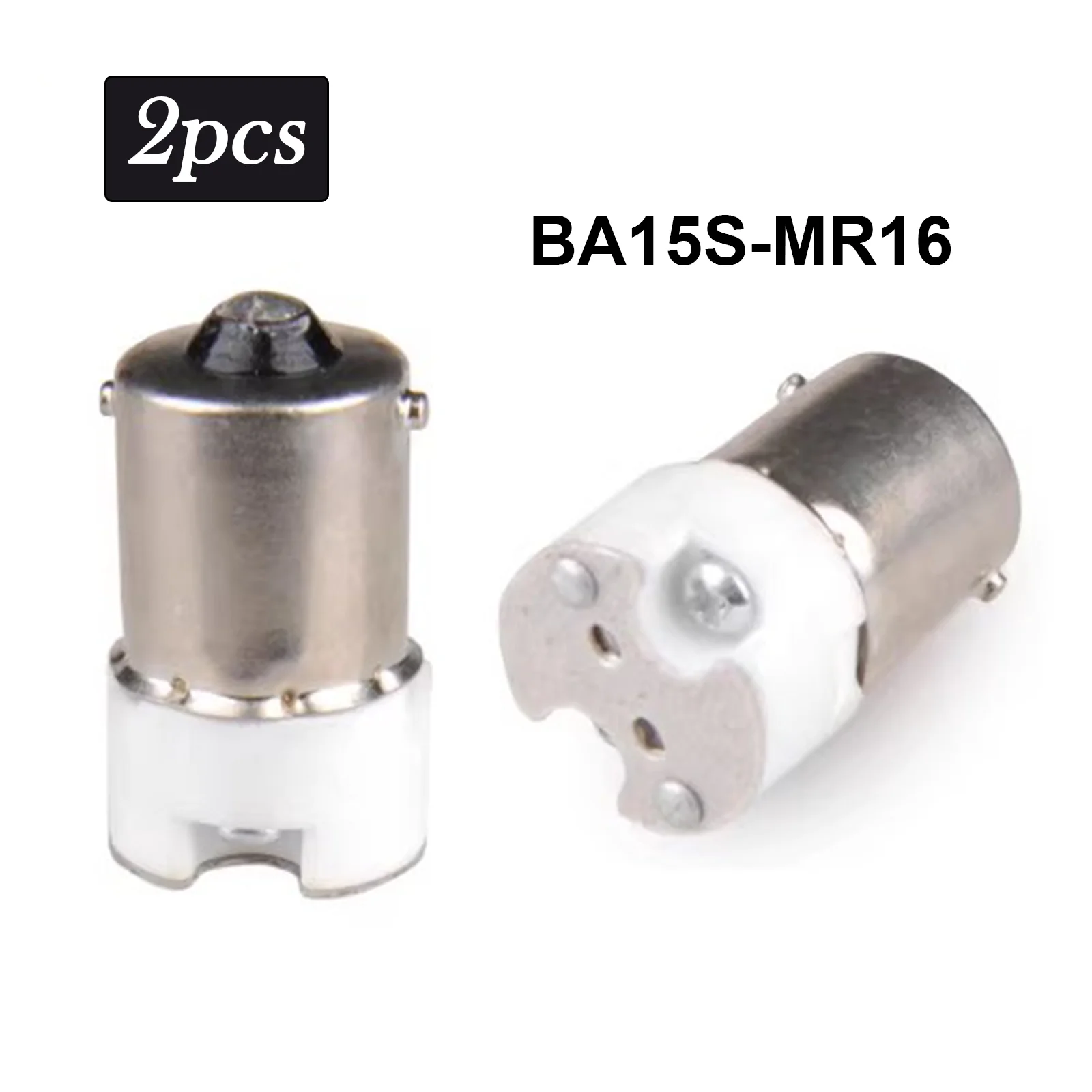 2pcs BA15S to MR16 Bulb Base Converter, 110V-240V Compatible, LED/CFL/Halogen Lamp Adapter