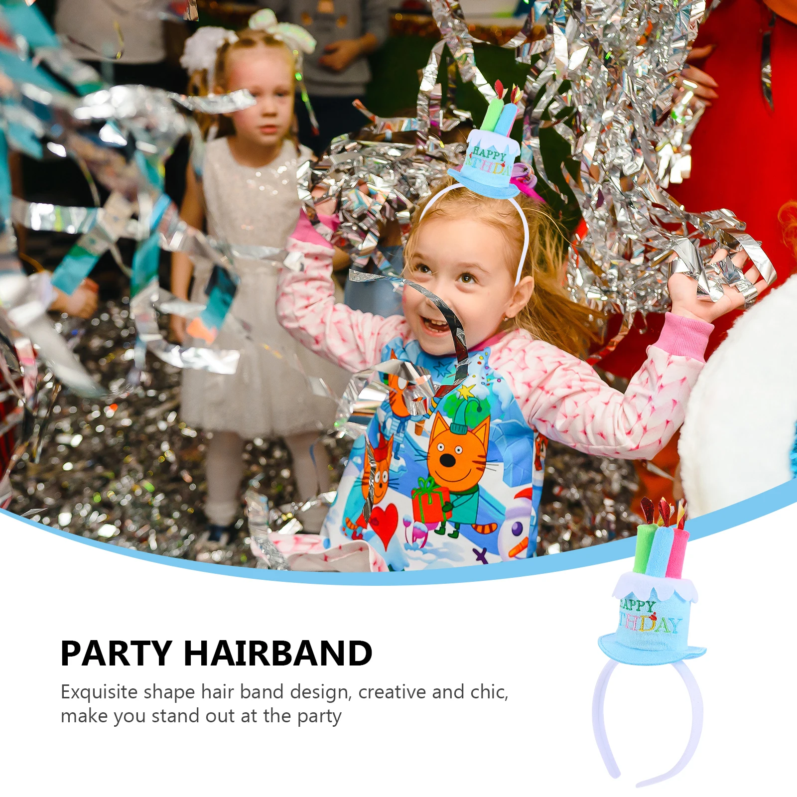 

Creative Birthday Cake Hairband Photo Prop Girls Hair Accessory Cloth Party Headdress Birthday Party Decor