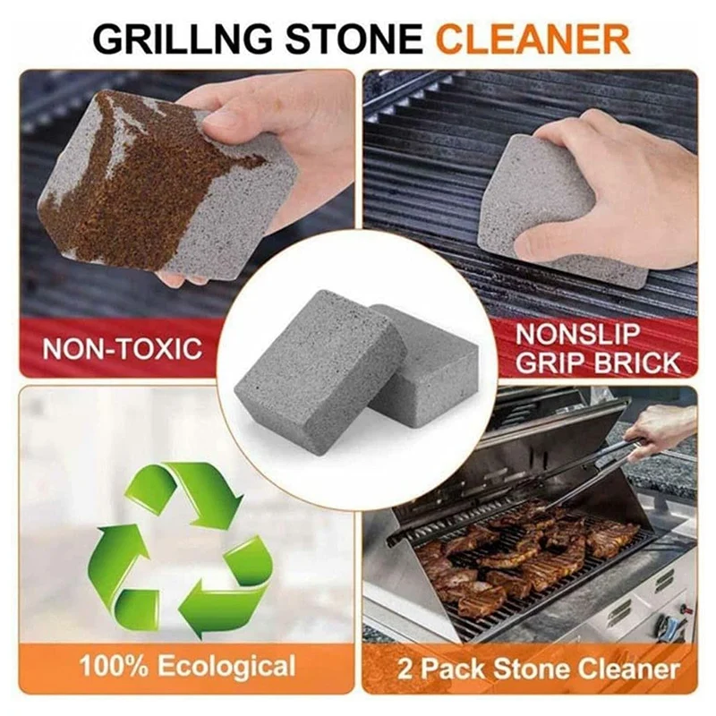 ABKW-4Pack Grill Griddle Cleaning Brick Block,Grill Cleaning Brick,For Flat Tops, Griddles, Grills - Natural Lava Pumice Rock