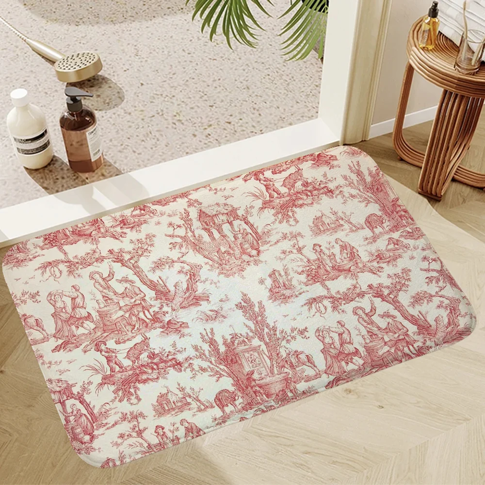 Kitchen Rugs Toile De Jouy Floor Rug Mat Entrance Doormat Outdoor Goods for Home Decoration Accessories Hallway Carpet Bath Mats