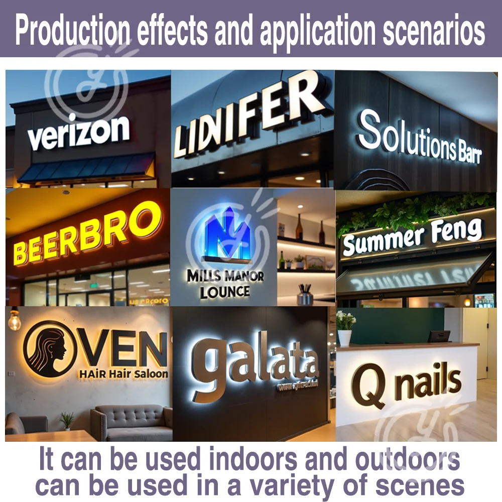 علامات معدنية LED بإضاءة خلفية للأعمال لشعار العيادة والمكتب ثلاثية الأبعاد قابلة للعنونة لواجهة المتجر والردهة وصالونات التجميل وشريط النيون والحلاق