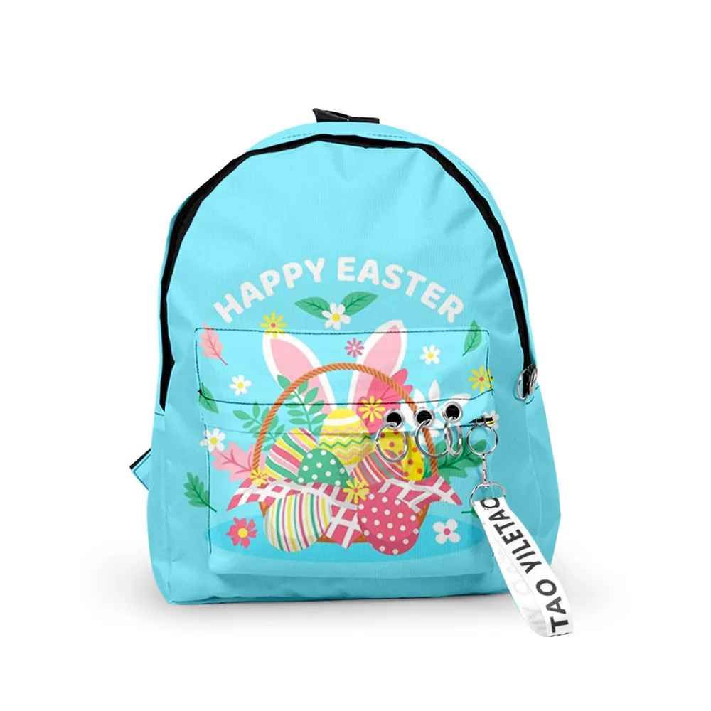 

Popular Easter Day Notebook Backpacks Boys/Girls pupil School Bags 3D Print Keychains Oxford Waterproof Cute Small Backpacks