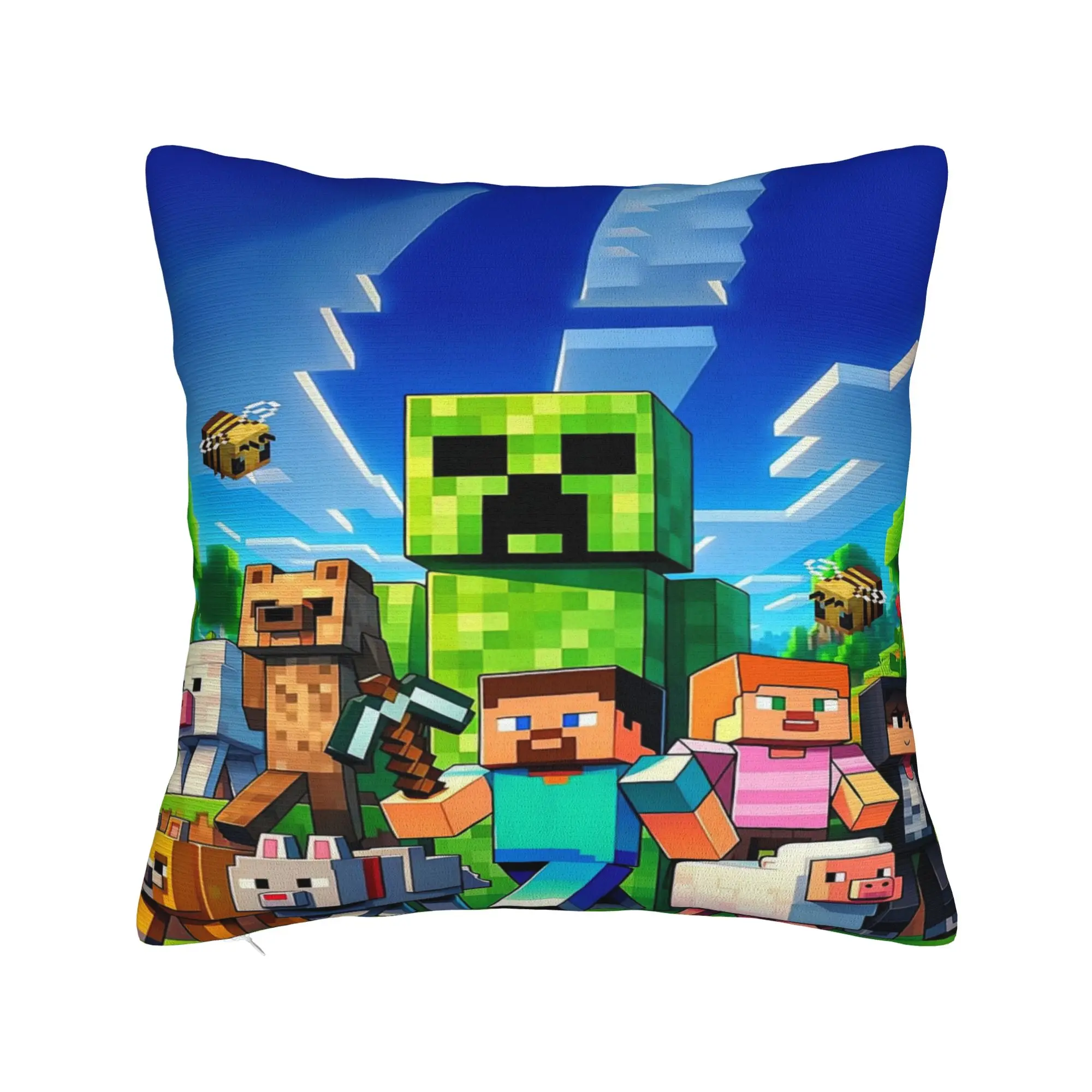 Pillow Cover M-Minecrafts Creeper Squad  Morden Pillow Case For Sofa Couch Bed Living Room Pillowcases