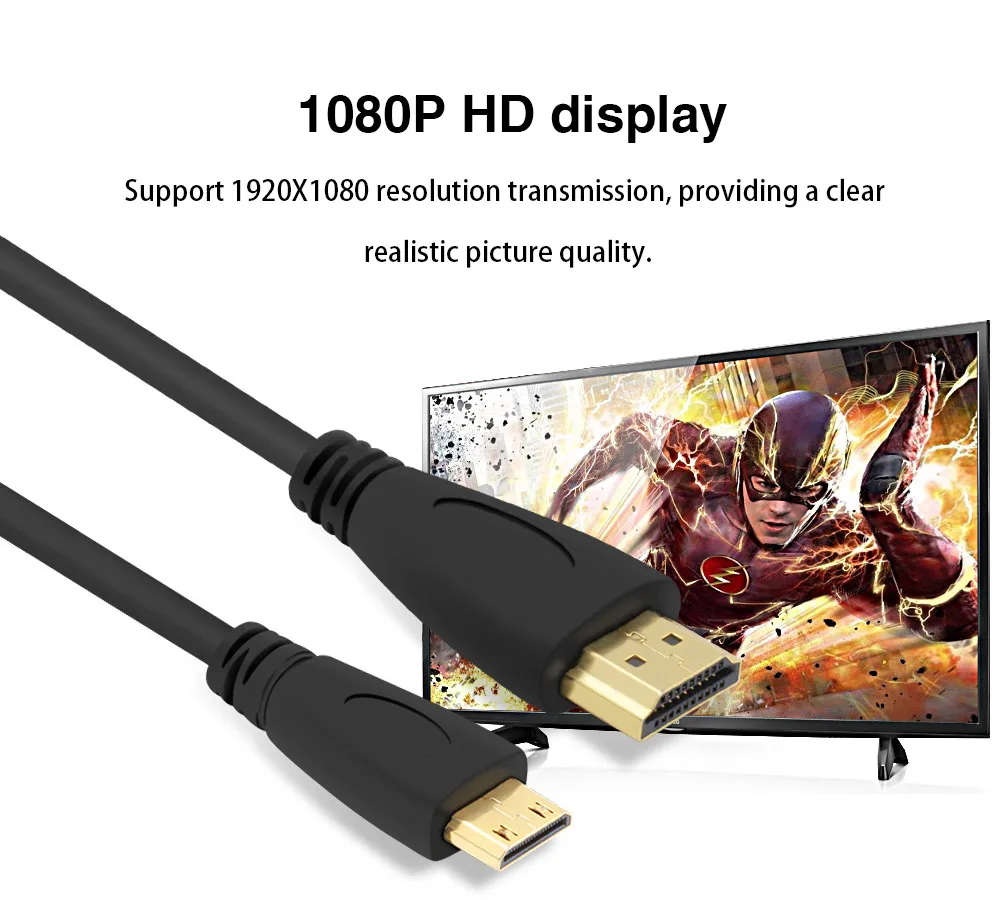 Mini hdmi-kompatybilny z kabel Hdtv 1080p 3D pozłacana wtyczka Adapter o wysokiej prędkości dla kamera monitorująca projektor TV 1M,1.5M,2M,3M,5M