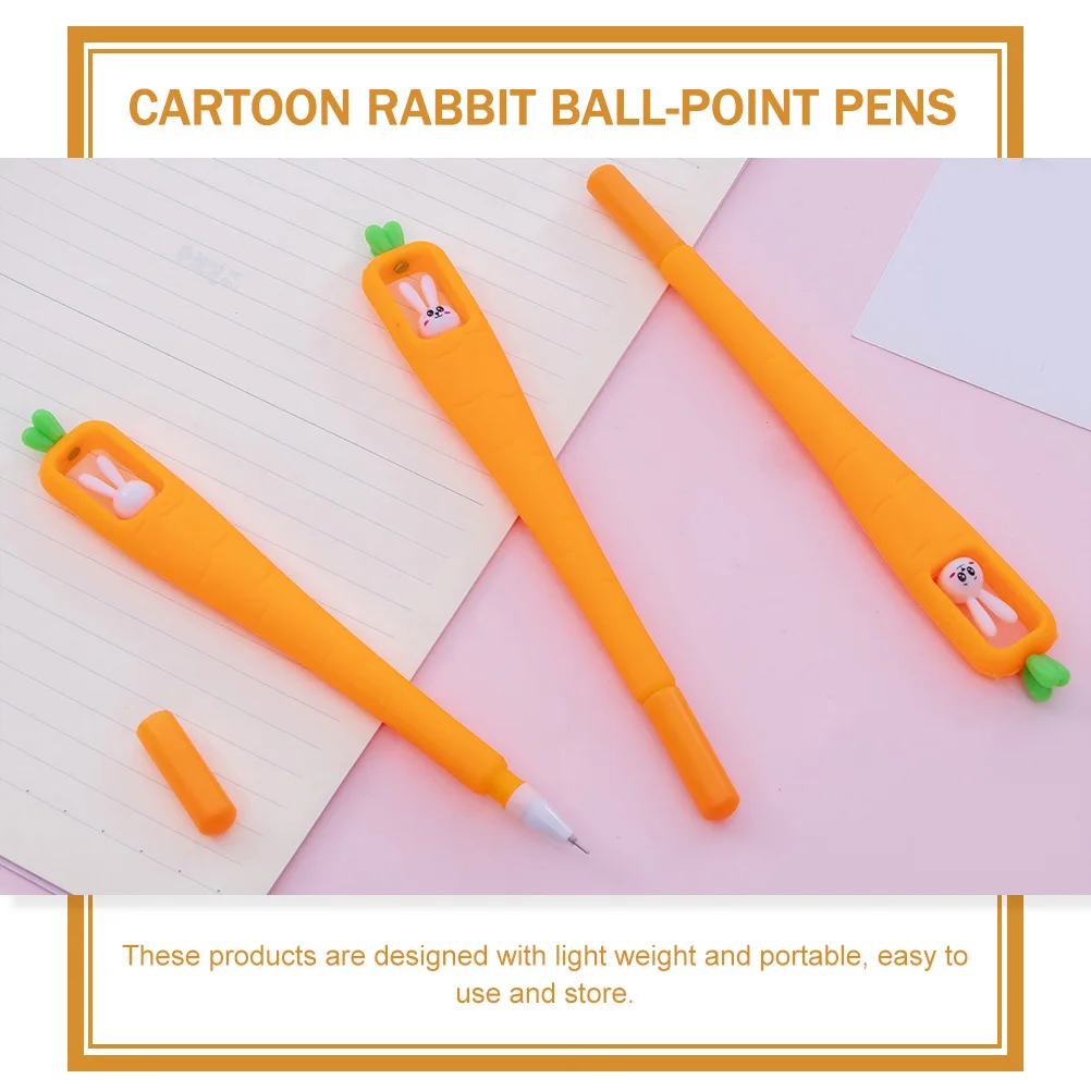 

10pcs Carrot Bunny High-Grade Cartoon Sign Light Weight Writing Pen School Stationery Student Supply Plastic Roller Pen Adorable