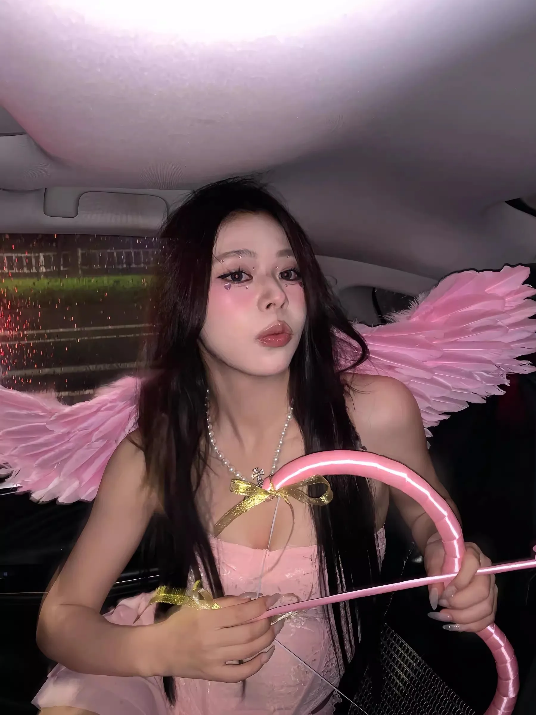 الوردي الملاك كيوبيد تأثيري الزي الدانتيل المحاصيل سترة f تنورة مجموعة المرأة Faion المرحلة زي التقليدية Hanfu الخريف 2025