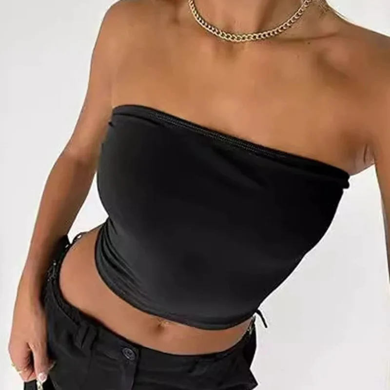 ZOCI Summer Women's Solid Tank Top High-Elastic Skin-Friendly Fabric Basic Tube Top Female Y2K Slim Sexy Strapless Cropped Vests