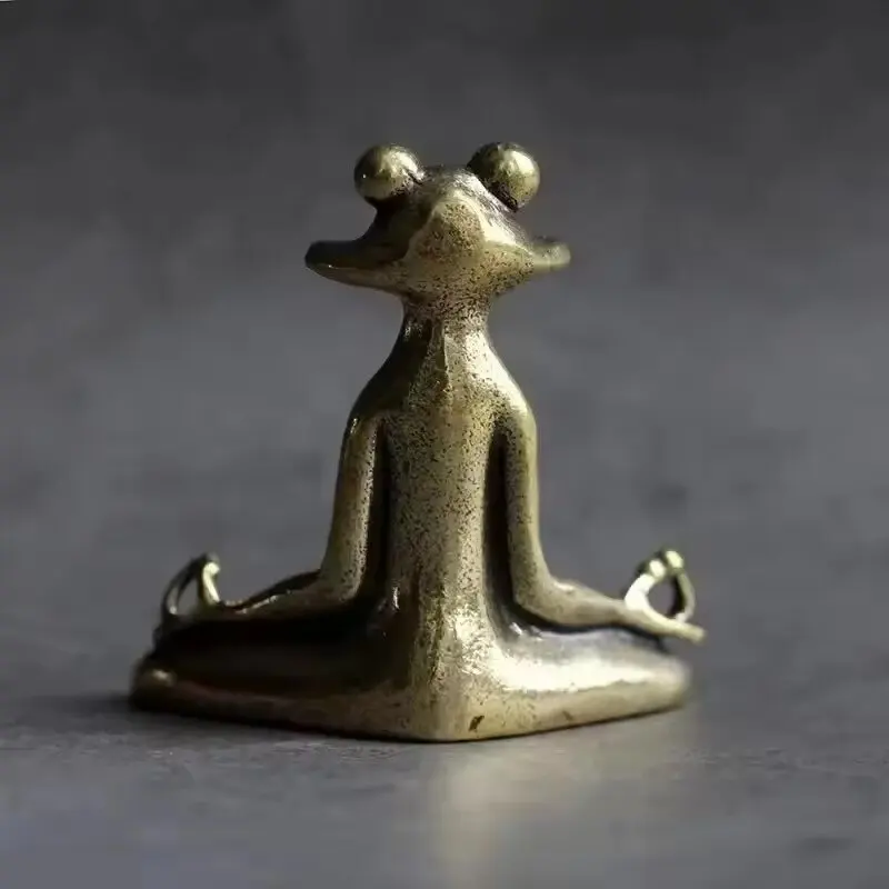 Vintage Brass Meditation Zen Buddhist Frog Statue for Home Decor Ornaments Copper Backflow Sculpture Incense Burner Metal