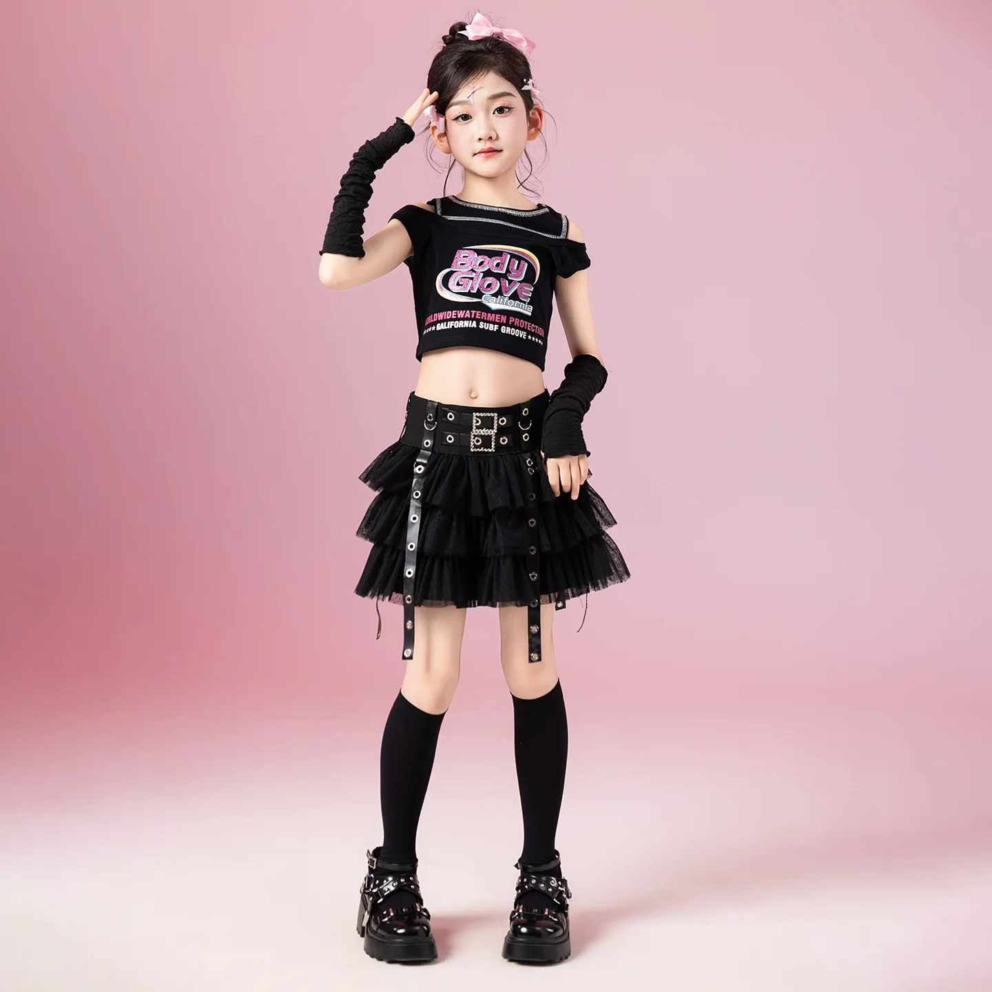 New Kids Stage Performance Kpop Outfit Meisjes Jazzdans Kostuum Kinderen Ballroom Dans Kleding Street Dance Suits XS9775