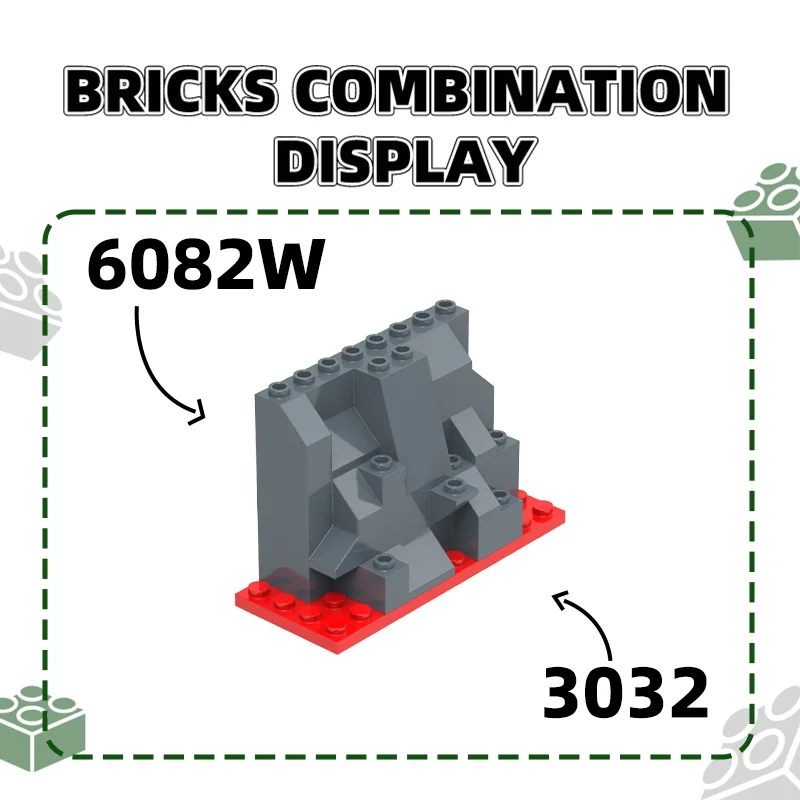 Wange 8Pcs/Lot 6082W Mountain Hill Side Building Blocks MOC Rockery Mound Rock Accessories Compatible with Brick Children Toys