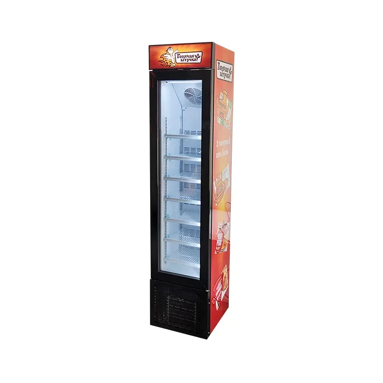 105L Commercial Slim Upright Ice Cream Popsicle Freezer With Heated Glass Door