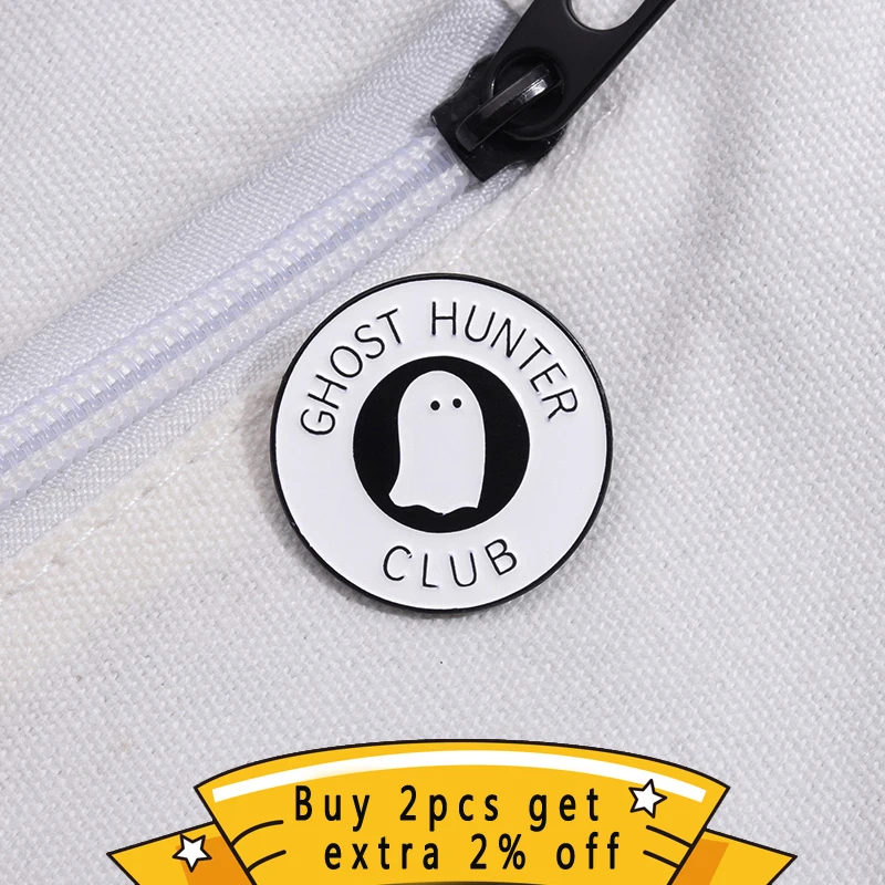 Ghost Hunter Club Spooky Enamel Pin Custom Cute Ghost Brooch Badge  Halloween Jewelry Gift Wholesale For Kids Friend