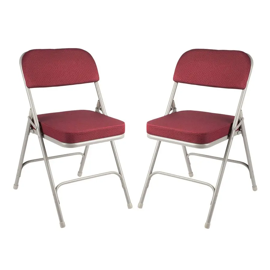 

OEF3200 Series Heavy Duty, Industrial Grade, Premium Fabric Folding Chairs 2 Ultra Padded Seat Double Hinged Steel Frame 2 Pack,