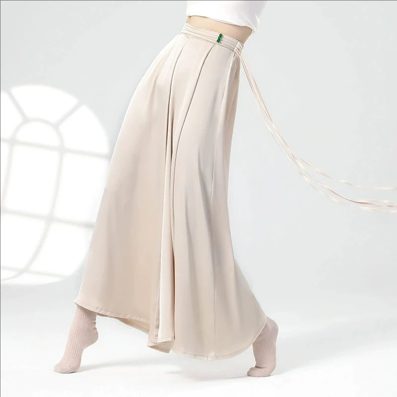 女性モダンダンスパンツストレートレッグコルセットウエストワイドレッグパンツ中国の民族古典舞踊ステージパフォーマンス流れるようなズボン