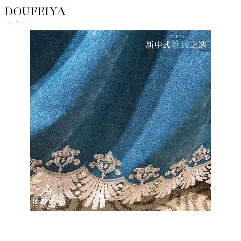 

European Red Hollow Embroidered Chenille Luxury Curtains for Living Room Bedroom Dining Tulle Valance Window Blackout Custom