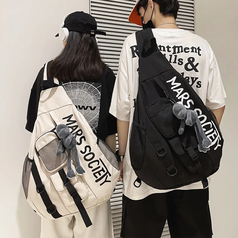 Fashion Brand Messenger Bag Men's Chest Bag Ins Street Cross-Body Bag Casual Large Capaci Shoulder Backpack College Student... 