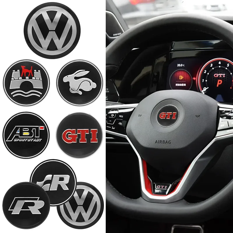 For VW Volkswagen Jetta MK5 Golf Car Steering Wheel Center Emblem Badge Sticker For Volkswagen VW Golf Polo Passat GTI R Line R3 view 6