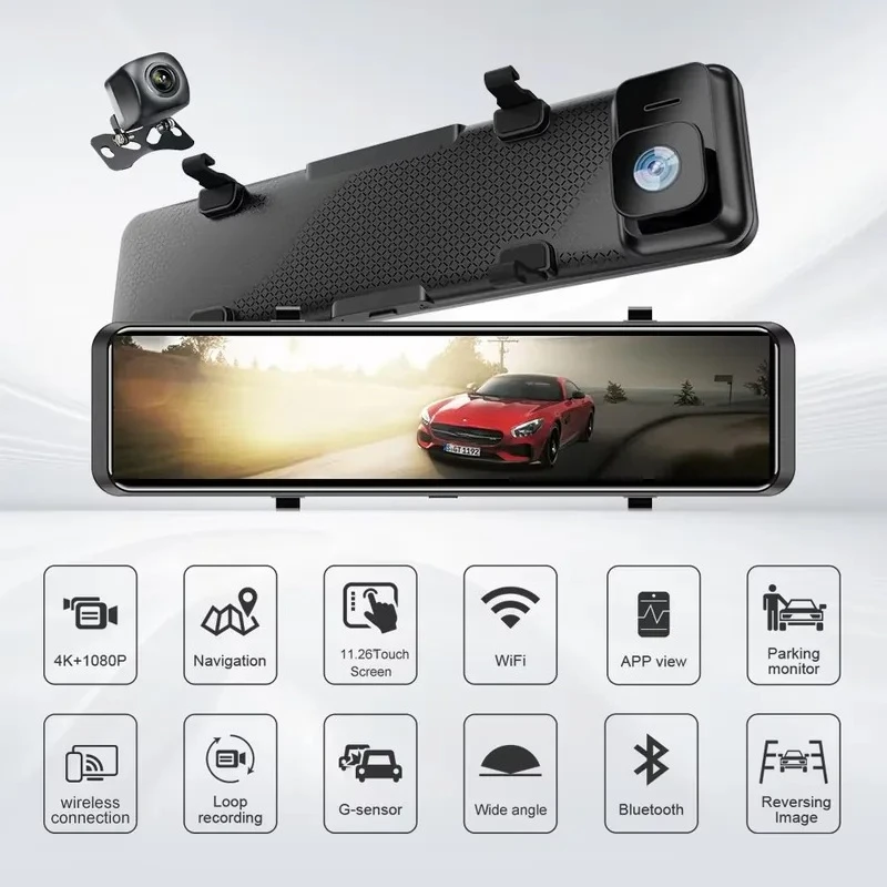 New 4k Rearview Mirror Dashboard Dash Cam 12