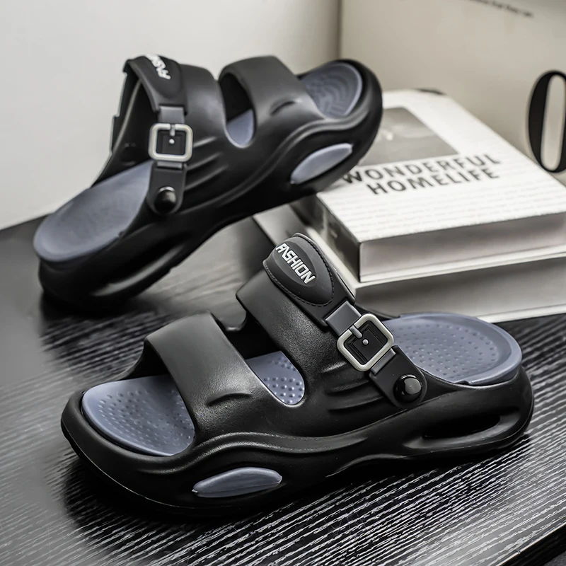 

Модные мужские уличные тапочки, удобные мужские сабо, пляжные сандалии, мягкие шлепанцы, нескользящая мужская повседневная обувь, пляжные тапочки