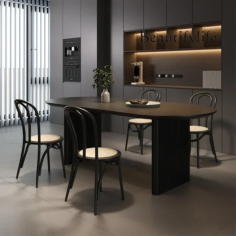 L-J Full Dining Table Luxury Placement Setting Kitchen Sliding Dining Natural Modern Extendable Round Mesa Comedor Rectangular W