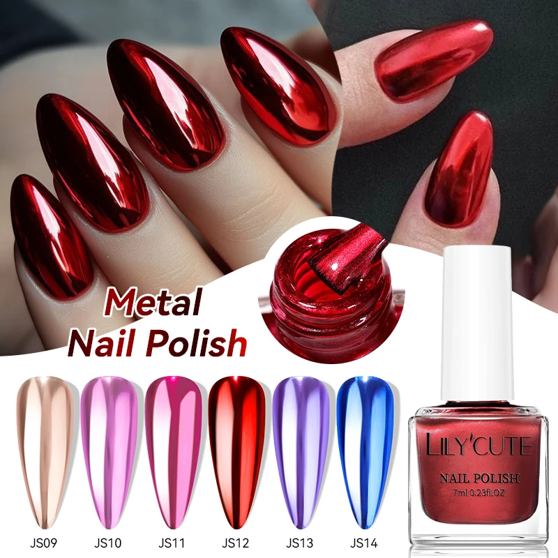 LILYCUTE-esmalte de uñas metálico, 7ml, efecto cromado de Metal brillante, barniz artístico para uñas, sin necesidad de lámpara, secado al aire rápido