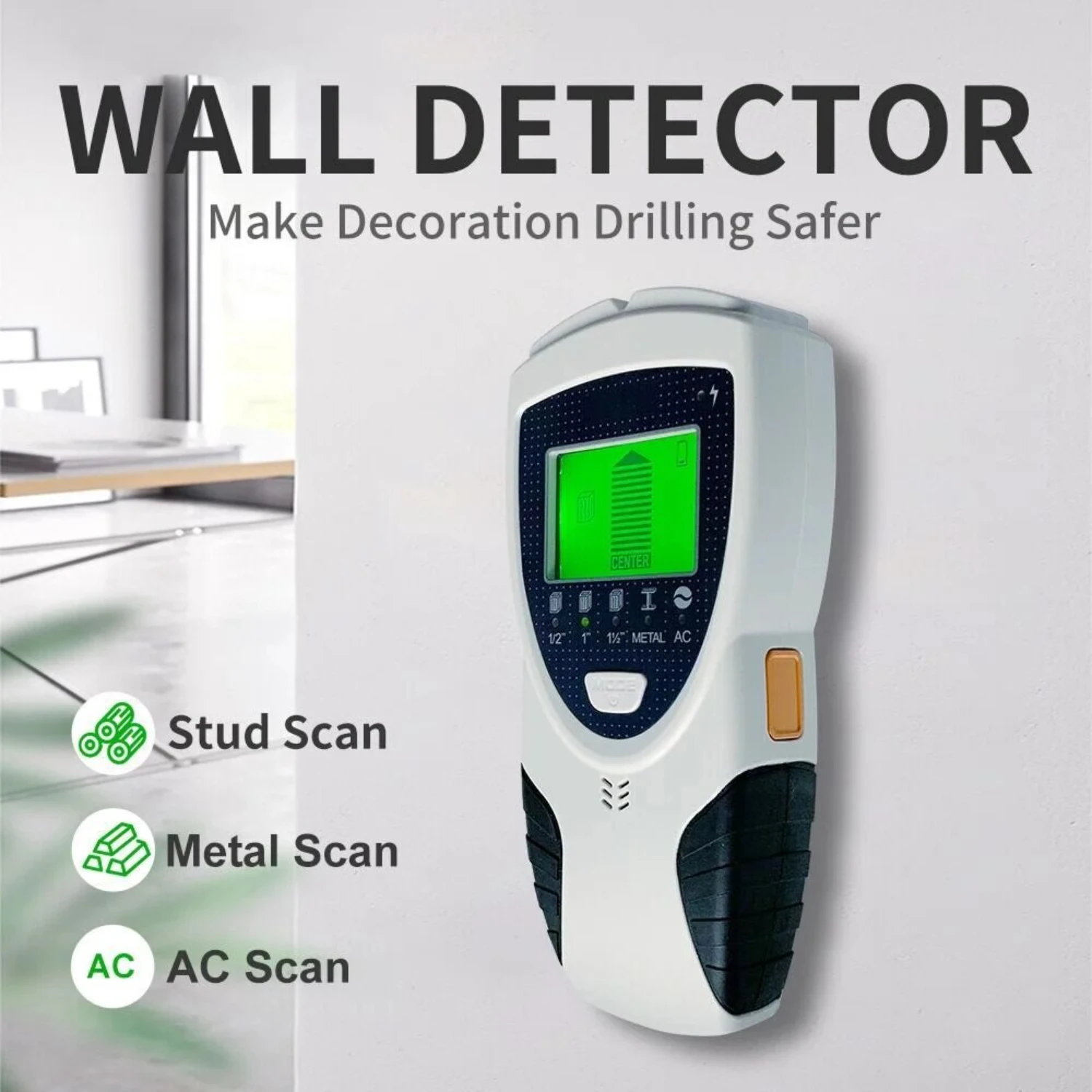 Highly Accurate Precise 5-in-1 Multi-Scanner Wall Stud Finder Sensor for Wood, Metal, and AC Live Wire Detection - Advanced Edge