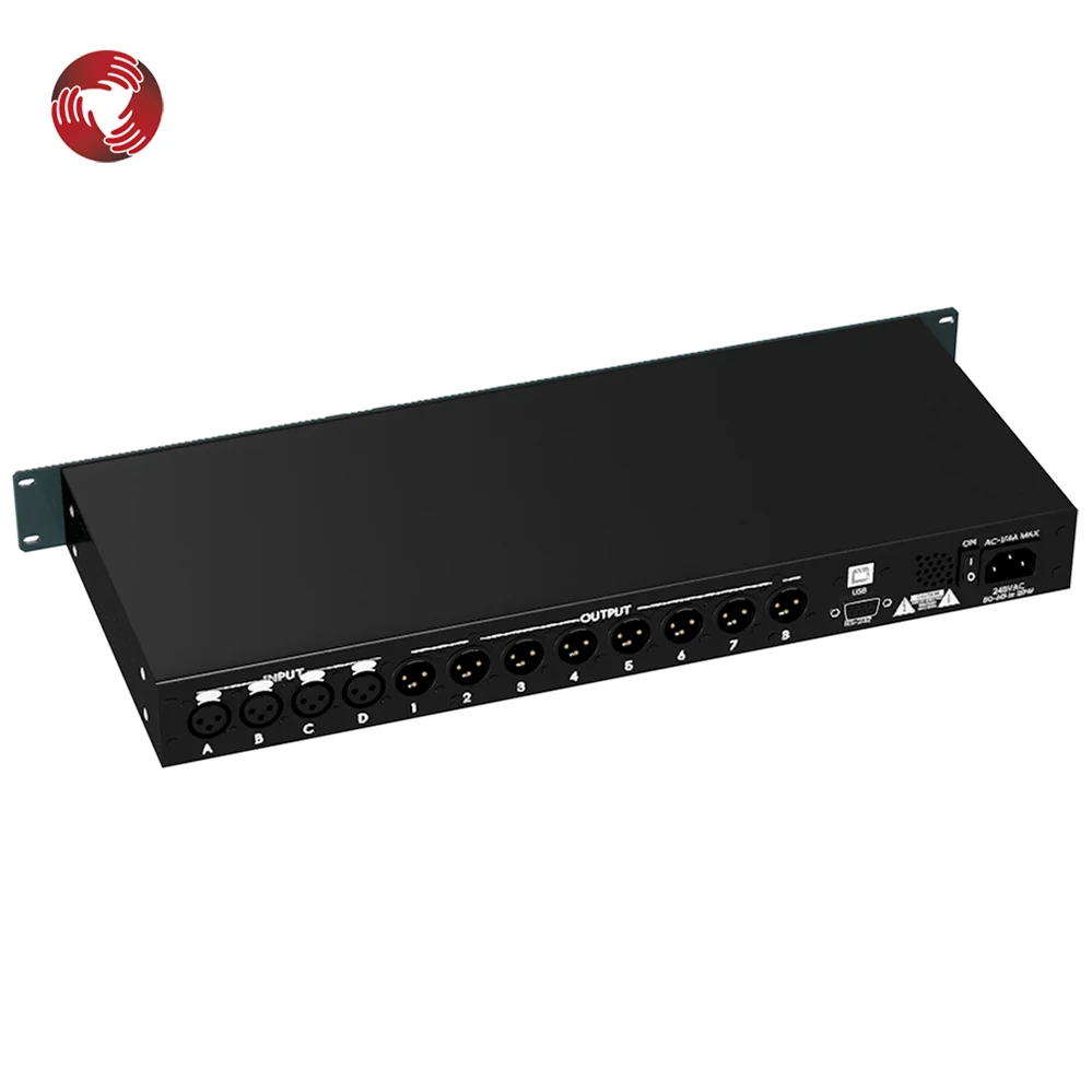 Digital 4 in 8 Out DSP Speaker Processor With Software Delay EQ Audio Speaker Management Processor Sound System