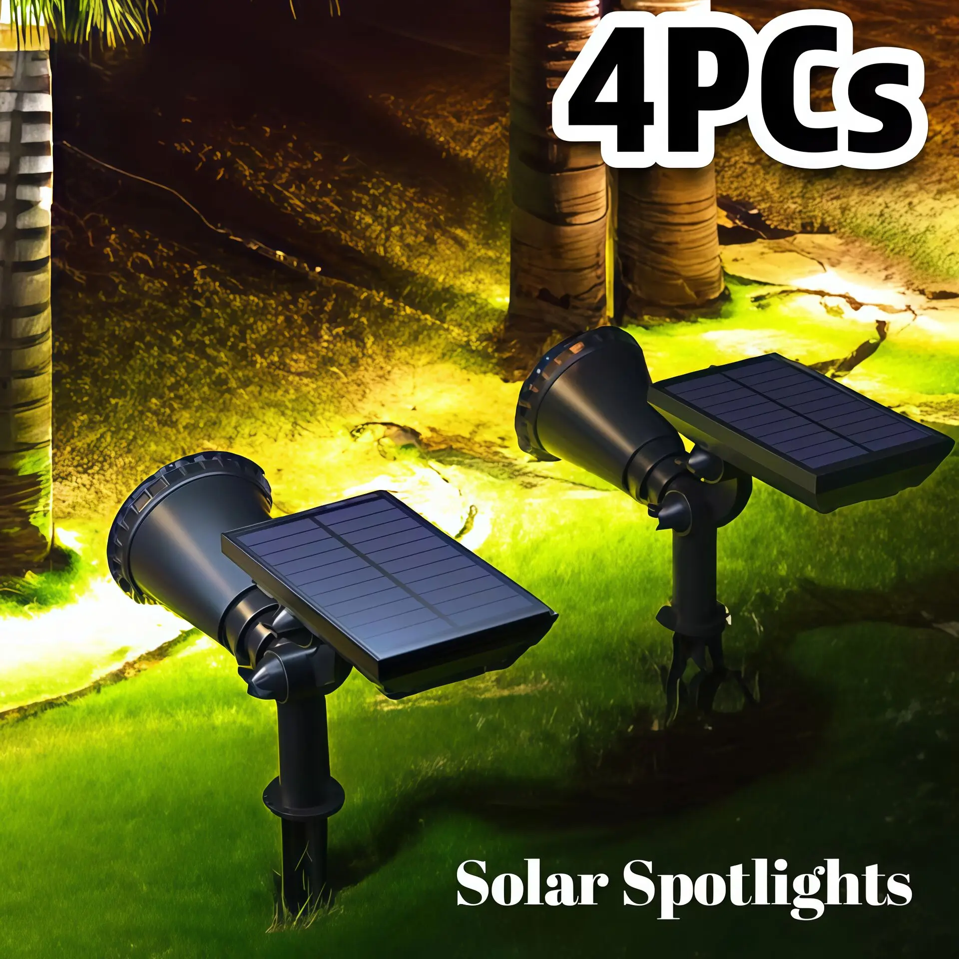 9 LEDs Solar Spotlights, Outdoor IP65 Waterproof, Spot Lights, Brightness Adjustable for Garden Backyard Driveway Patio Decor