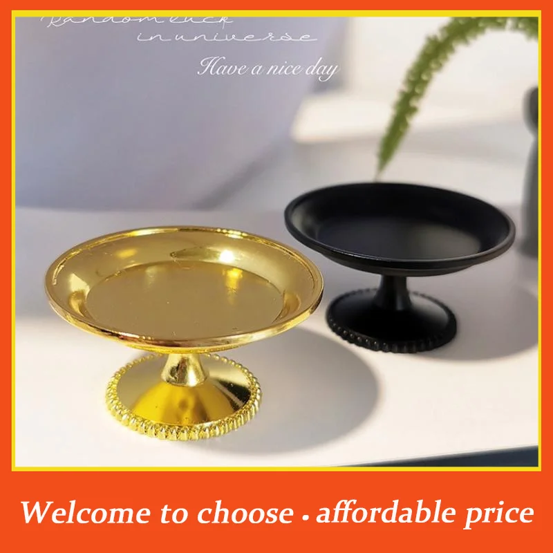 

[New]1Pcs new Mini Metal Fruit Snack Tray Dollhouse Cake And Pastry Tray/Dim Sum Dish Model Pretend Play Food Accessories Toy