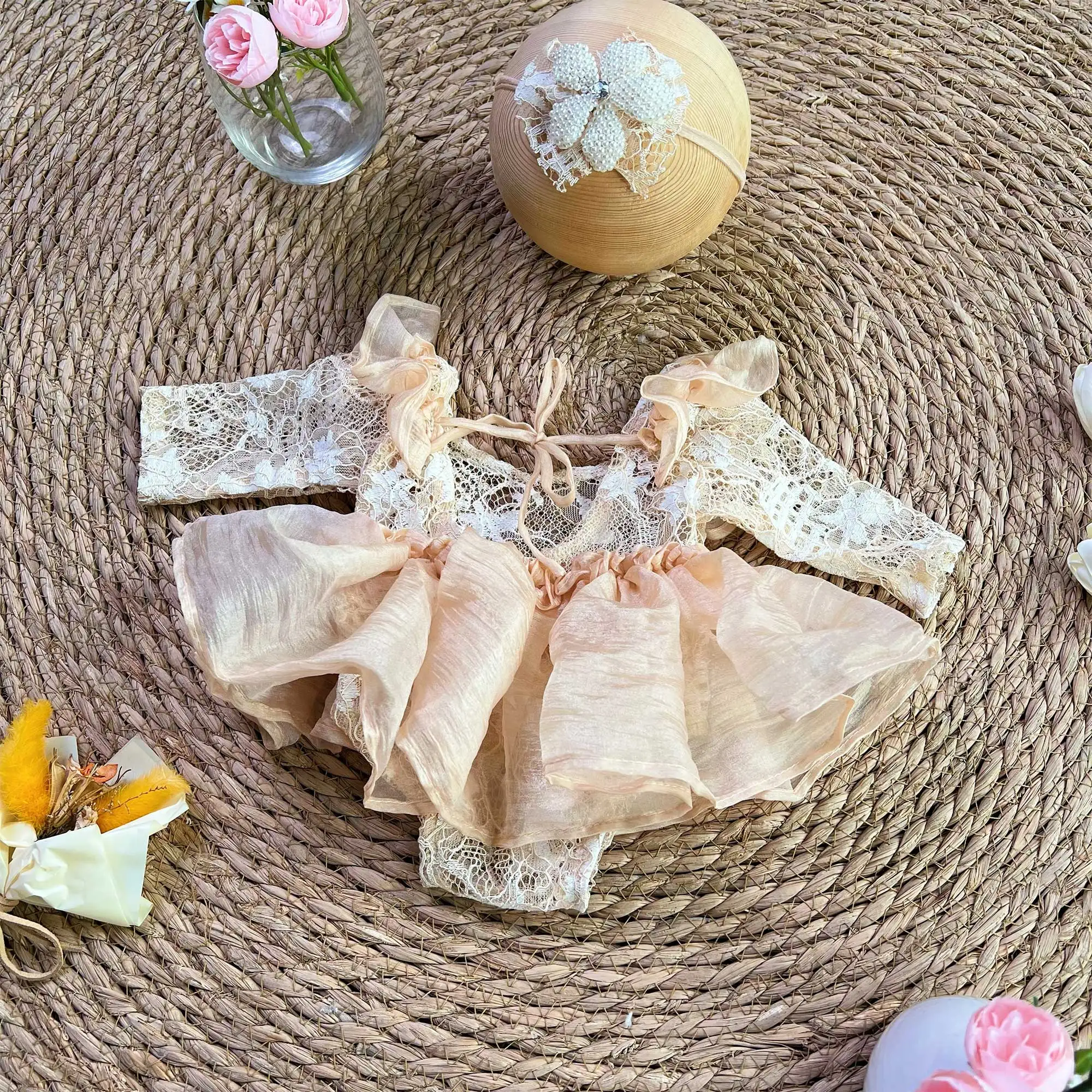 Don&Judy Newborn Girl Photo Shooting Outfits Cute Baby Lace Romper Apparel Infant Photography Props Baby Shower Memories