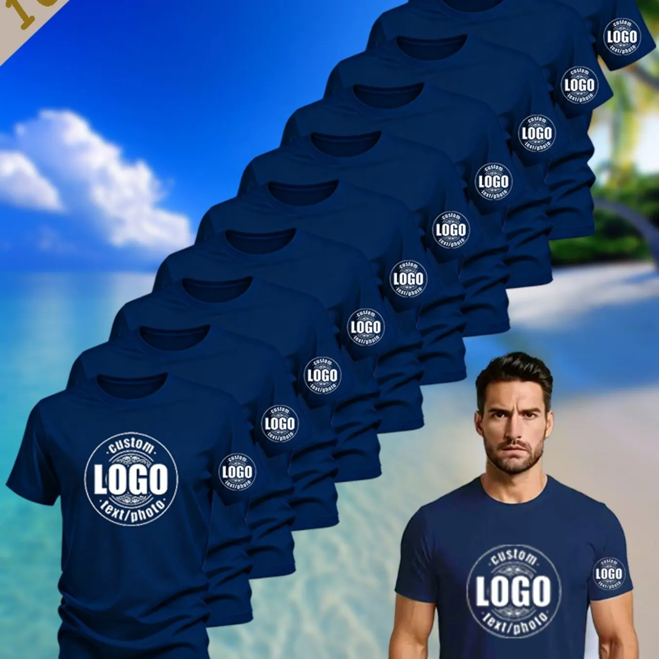 10-piece men's custom sports T-shirts | Personalized with photos or logo designs, quick-drying and breathable, comfortable all y