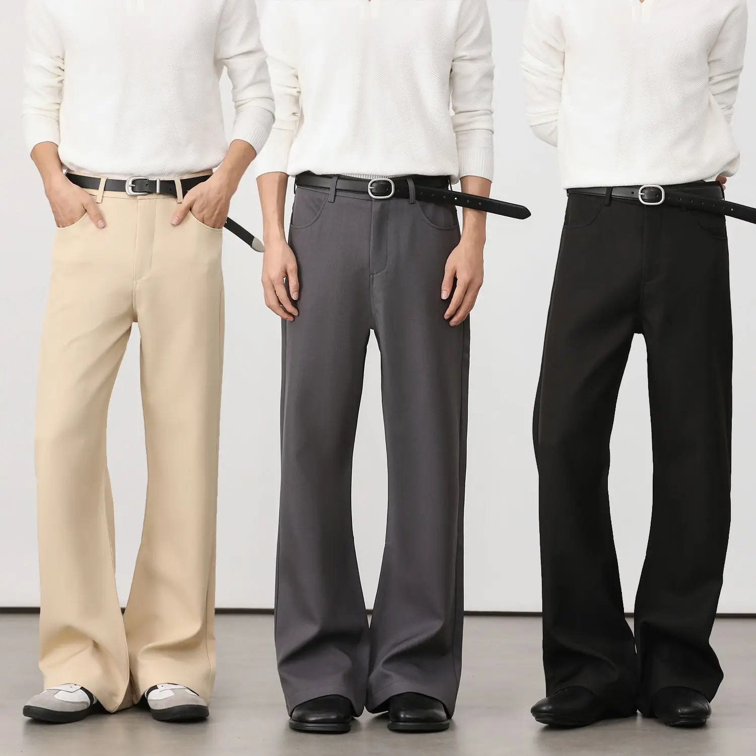 American Micro-pull Trousers Men's Retro Simple And Thin Loose Casual Slim-fitting Straight Trousers